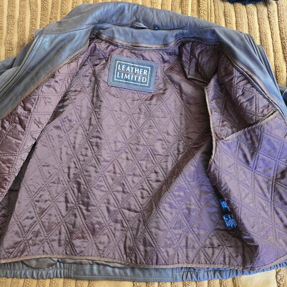 Leather Limited Vtg 90s Brown Flight Bomber Genuine Leather Thermal Lined Coat M - Picture 6 of 11